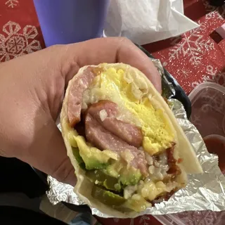 Sausage, Egg, Bacon, and Cheese Bagel