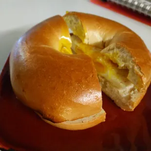Straight up fresh Bagel and egg breakfast sandwich a.k.a lifesaver.