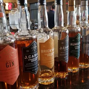  a row of liquor bottles