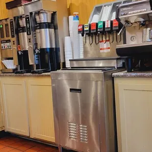 a kitchen with a coffee machine