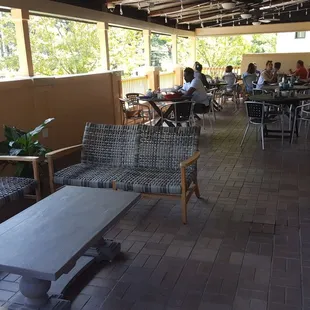 2nd floor outdoor dining area. Ceiling fans, shade, and comfortable!