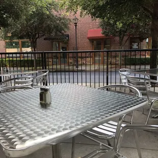 View of the outdoor patio dining area.