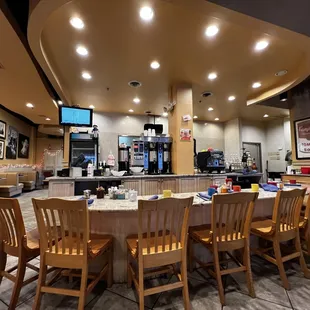 View of the seating at the bar counter.