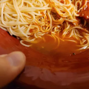 Water logged Spaghetti.