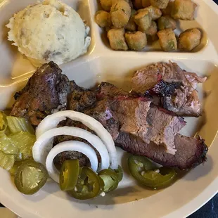 Two meat plate w/ brisket and chicken thighs