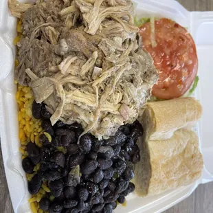 Pulled pork with Black Beans &amp; Yellow Rice