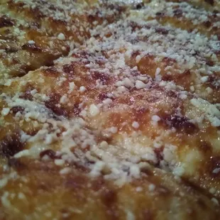 a closeup of a pizza