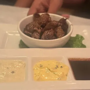 Cajun Tenderloin Tips - the sauces were not good unfortunately but the meat was excellent