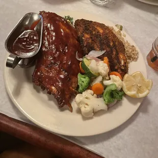 Ribs, catfish , veggie melody