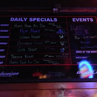 Specials menu~