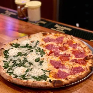 Half and half, spinach ricotta and deli meat