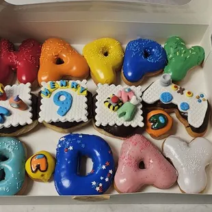 Happy Birthday Among Us donuts for my 9 year old!