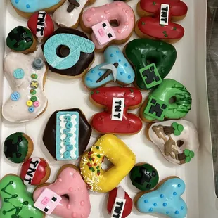 a variety of doughnuts in a box