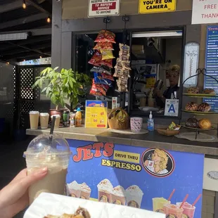 Horchata iced latte &amp; plain cream cheese bagel with nutella