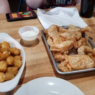 Cheese curds and pork rinds