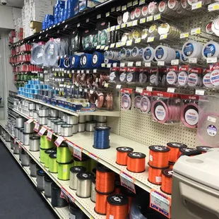 Monofilament and fluorocarbon leaders. And also braided lines