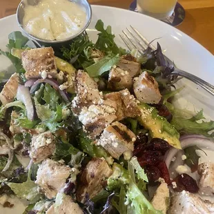 Salad with grilled chicken and yummy bleu cheese.