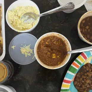 Potato Salad, baked beans Brunswick Stew