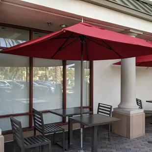  tables and umbrellas