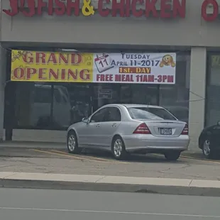 Grand opening day outside the restaurant.