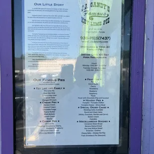 a menu in a window
