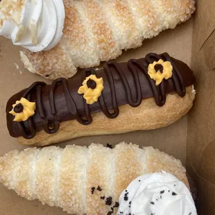 I got coconut cream horn, chocolate cream horn, eclairs.  $2.75 each. Full of cream. So cheap!