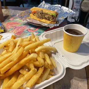 Cheesesteak, heavenly fries and gravy!