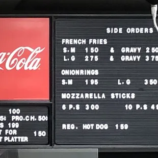 a menu board