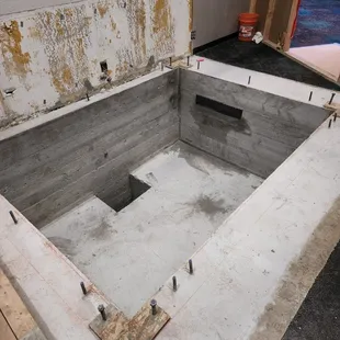 Elevator pit we dug and built for elevator project for Chuck E. Cheese in San Jose.