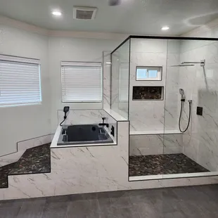 Shower and tub we built on bathroom remodel in Clovis.