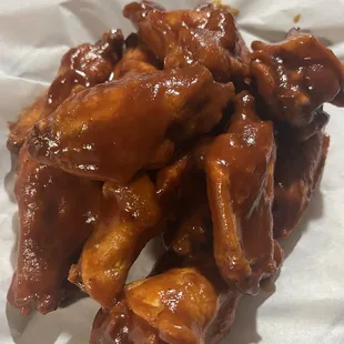 Wings. Ask mix the HOT and the BBQ sauce together. It&apos;s sooo good. We got 2 orders of them.