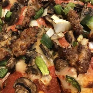 a close up of a pizza