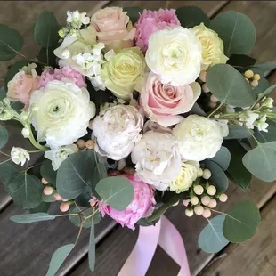 Beautiful garden cluster bridal bouquet
