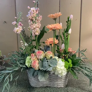 French garden design of fresh flowers