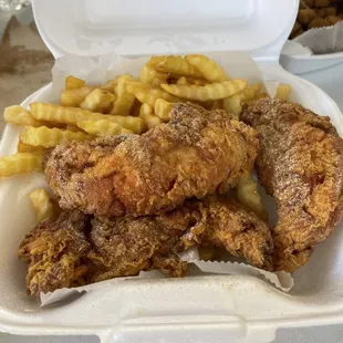 ried chicken and french fries