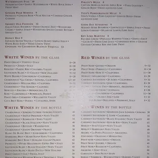 Drink menu