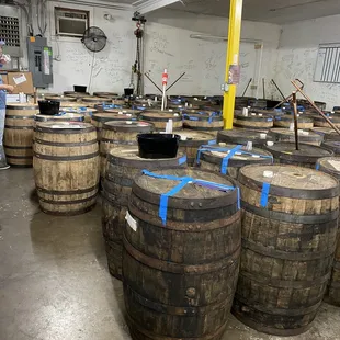barrels in a warehouse
