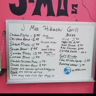 Food truck menu