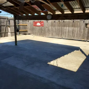 our new patio before we replaced the fence with a new cedar fence