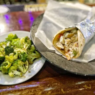 Chicken gyro and broccoli
