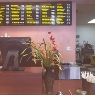 ows menus on the wall