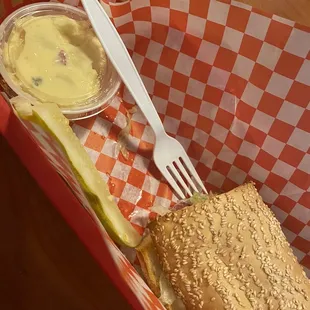 Lunch combo- 1/2 Super Sicilian Sub, pickle &amp; potato salad  for not even $8