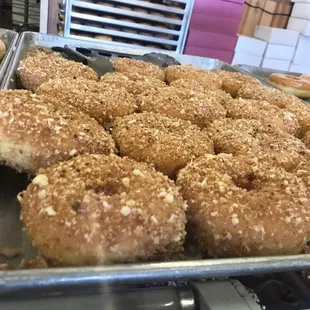 a tray of doughnuts