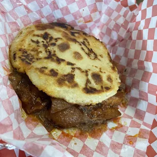 Chicharron con carne and bean gordita