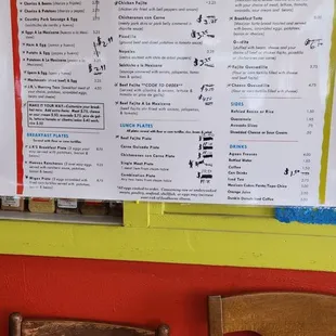 ws a menu on the wall