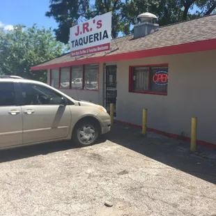 Storefront and parking.