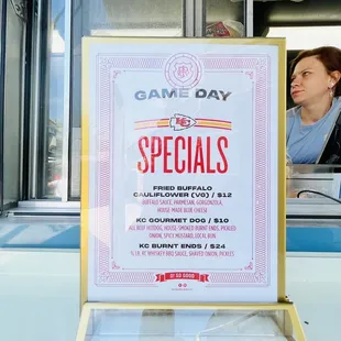 Game day specials