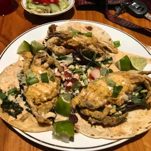 Soft shell crab tacos for our SOUL TACO TUESDAY!