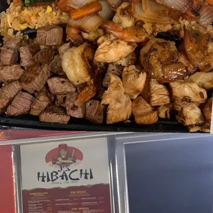 Teriyaki chicken, shrimp, and filet mignon!!!