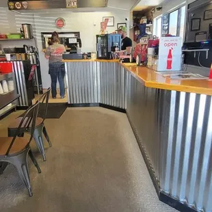the inside of a diner